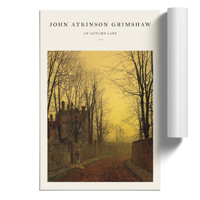 An Autumn Lane Print by John Atkinson Grimshaw - Frameless Print