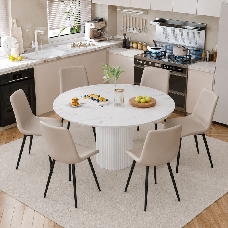 Chaises de salle à manger modernes en similicuir avec pieds en métal, Gris