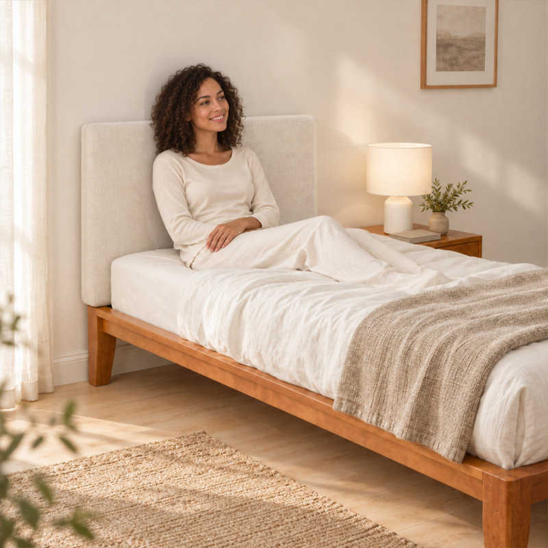 Coussin de tête de lit rembourré autoportant pour lit simple et simple XL, gris
