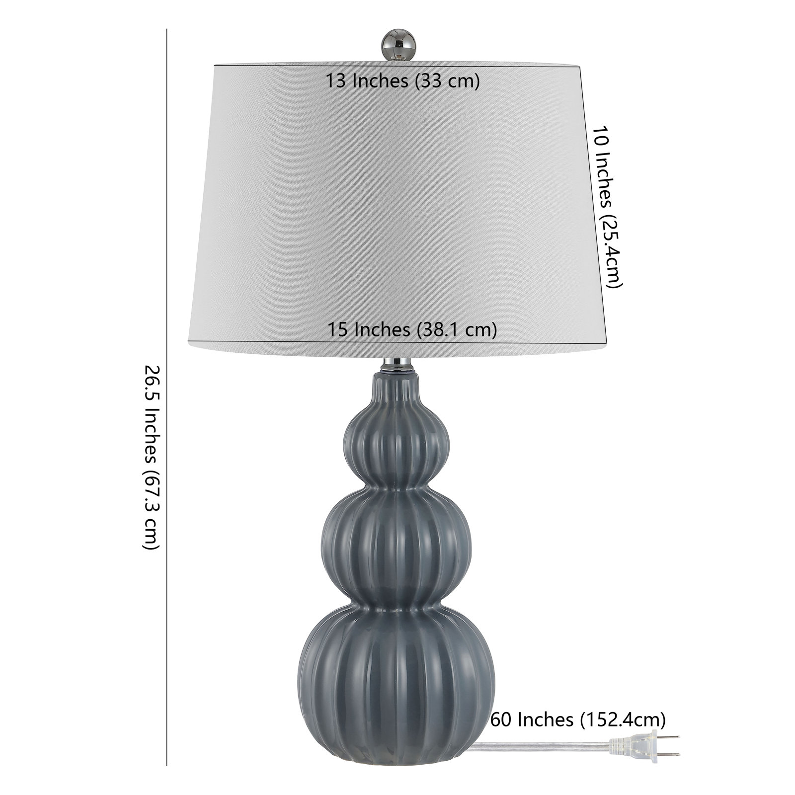 Arlinda Ceramic Table Lamp, Gray