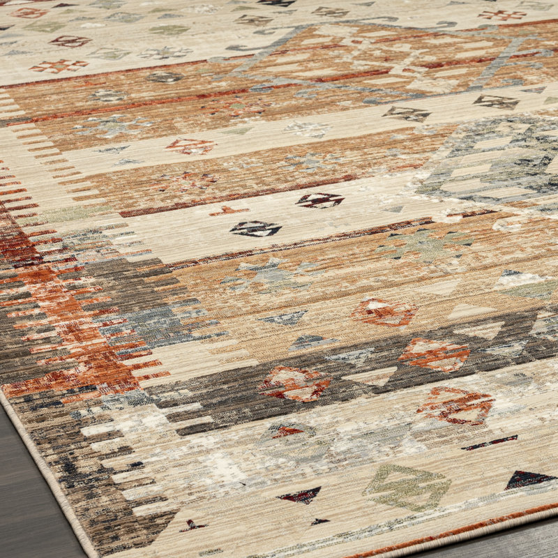 Phoeba Southwestern Area Rug in Beige, Rectangle 5'2" x 7'8"