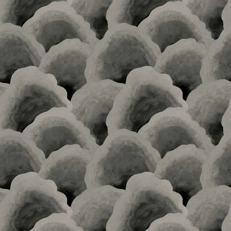 Wave Scales - Wallpaper, Taupe Black, Premium Paper, Non-Pasted