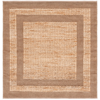 Khole Natural Fiber Hand Woven Jute/Cotton Solid Color Rug in Brown