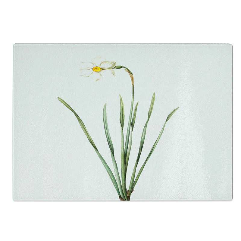 Tempered Glass Poeticus Daffodil by Pierre-Joseph Redoute Chopping Board, 39 cm W x 28.5 cm L