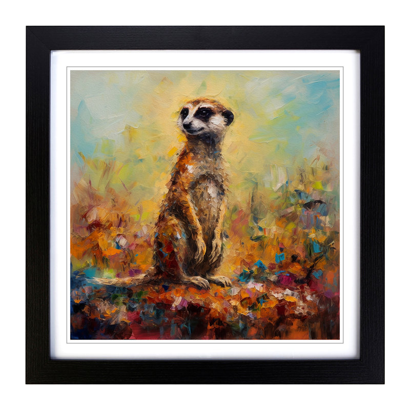 Meerkat Post-Impressionism - Framed Print, Black