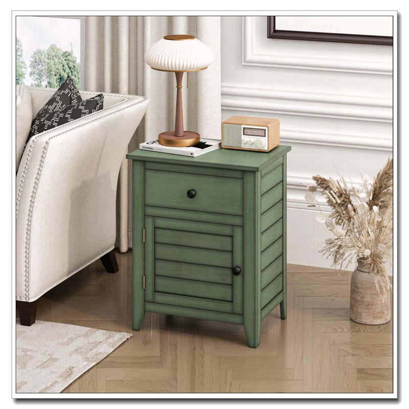 Table de chevet avec rangement, table de bout, Vert antique