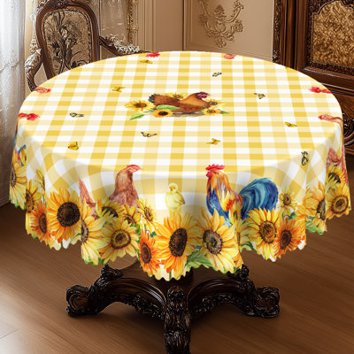 1pc Rustic Farmhouse Rooster Tablecloth, Vintage Rooster Theme Table Cover, Rectangular&Round Tablecloths For Parties, Picnics, Cafes & Family Gatherings, Durable Polyester Decorative Table Cloth Setting, Room & Outdoor Decor, Kitchen Accessories
