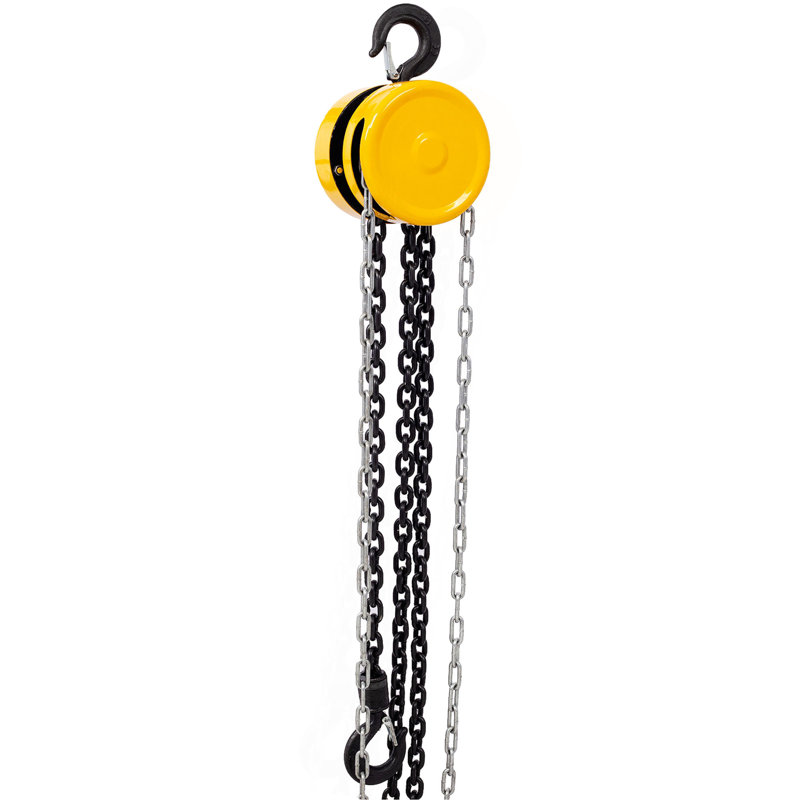 Palan à chaîne 2200 lb 1 t capacité 10 pi avec 2 crochets robustes, Jaune