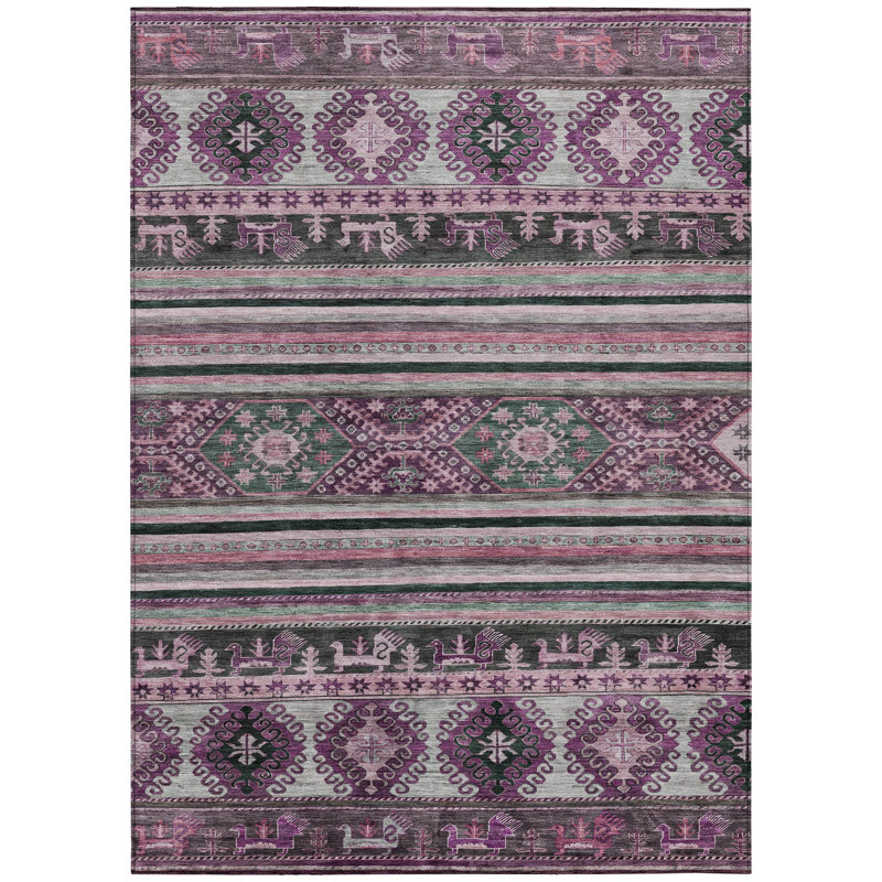 Tapis d'intérieur lavable 10 pi x 14 pi mauve et tribal mauve