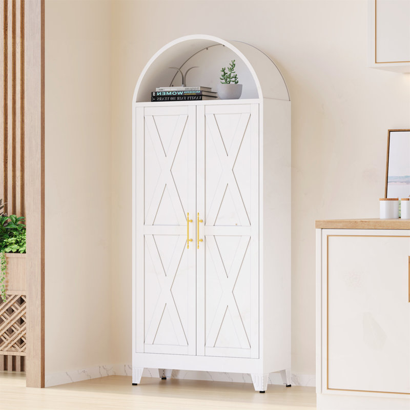 Armoire 2 portes en métal de style moderne, Blanc