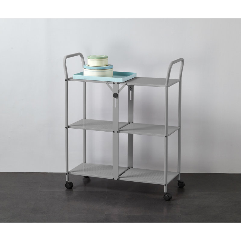 Chariot de rangement argenté à roulettes, gris