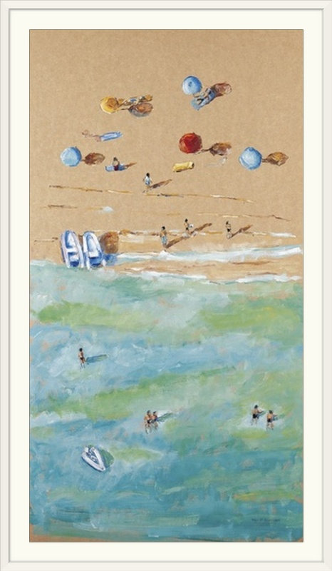 Entre mer et sable i-imprimé Adolf Llovera, Cadre blanc, H 56 po x l 34 po x P 1 po