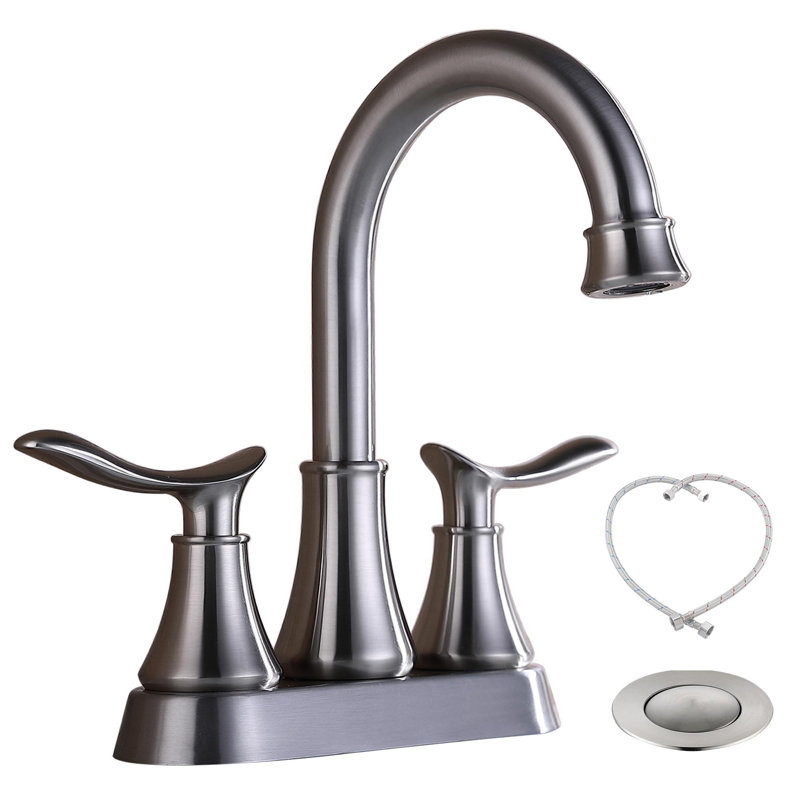 Robinet de lavabo de salle de bain moderne à 2 poignées, Nickel brossé