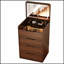 Bureau de coiffeuse 3 en 1 avec miroir rabattable, bureau en verre et 3 tiroirs pour une chambre à coucher moderne-1373868398