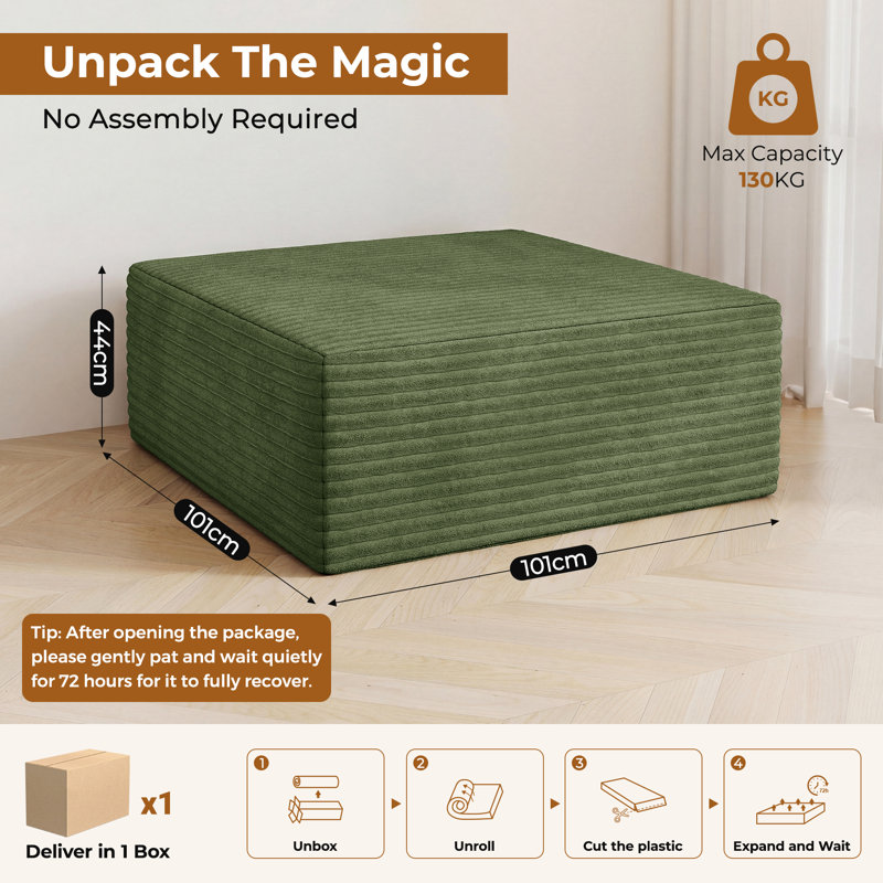 101cm Wide Seating Component Ottoman, Green