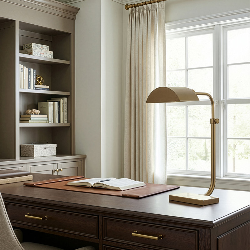 Koleman Desk Table Lamp, Aged Brass