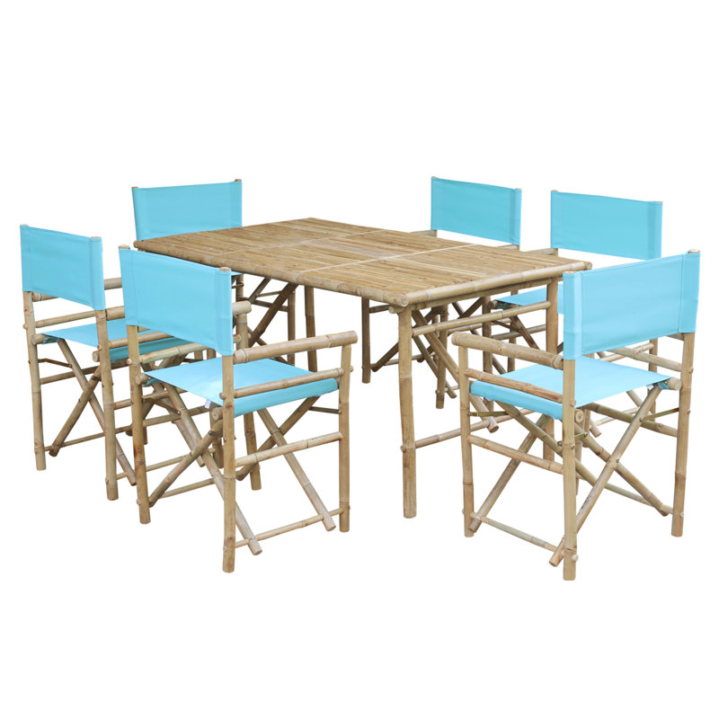 Collin Solid Wood Top Four Leg Dining Set, Light Blue