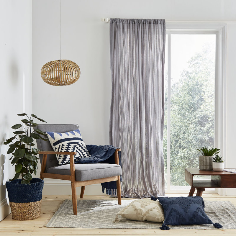Zofia Broderie Slot Top Single Curtain Voile, Natural, 140cm Width x 183cm Drop