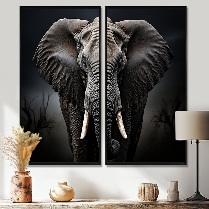 Éléphant Silent Majesty III - animaux, ensemble d'éléphants, ensemble de 2, 40" H x 40" W, Black