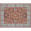 Tapis floral traditionnel en laine touffetée à la main, motif terracotta et bleu pâle-1404577610