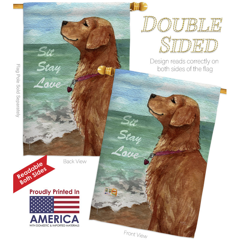 Polyester doré de 2 côtés 40 x 28 po "golden stay love" ensemble de drapeau