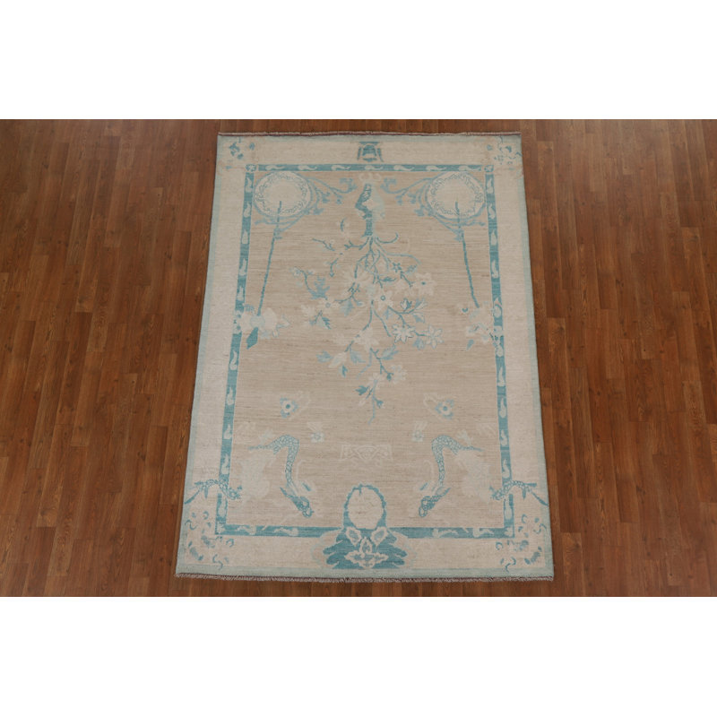 Tapis unique en laine noué à la main 5 pi 1 po x 7 pi 3 po nouvel âge Sharine