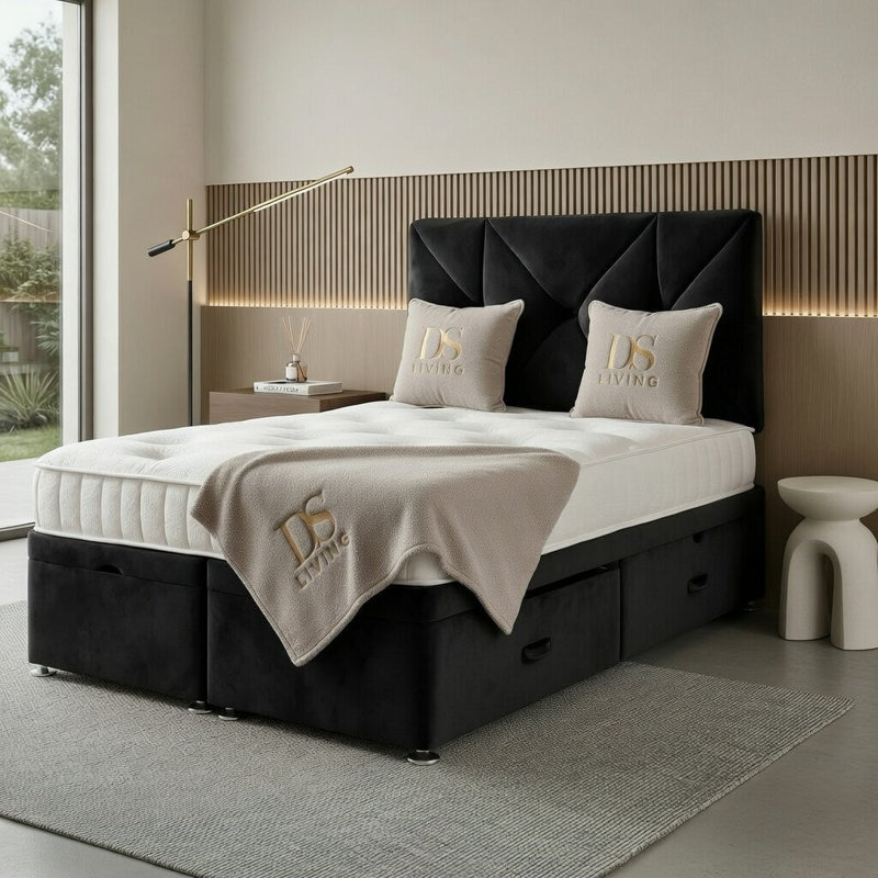 Eclipse Ottoman Storage Bed, Double, Black