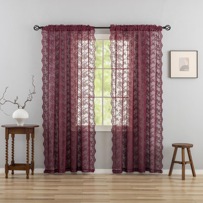 Rideaux en dentelle vintage transparents 84 po, 2 panneaux 52 L x 84 H pour salon et chambre