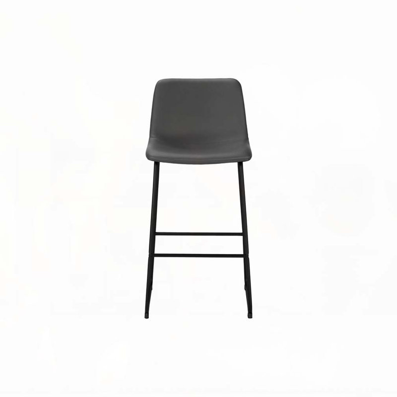 Office Chair,Bar Height,Standing,Computer Desk,Work,Grey Leather Look,Black Metal,Contemporary