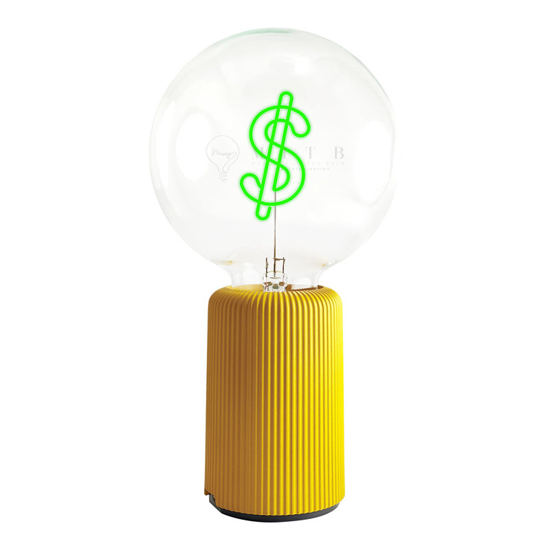 Ampoule Dollar verte avec lampe de table portative Pop Nomad, H 19 po x l 6,8 po x P 13 po, Jaune