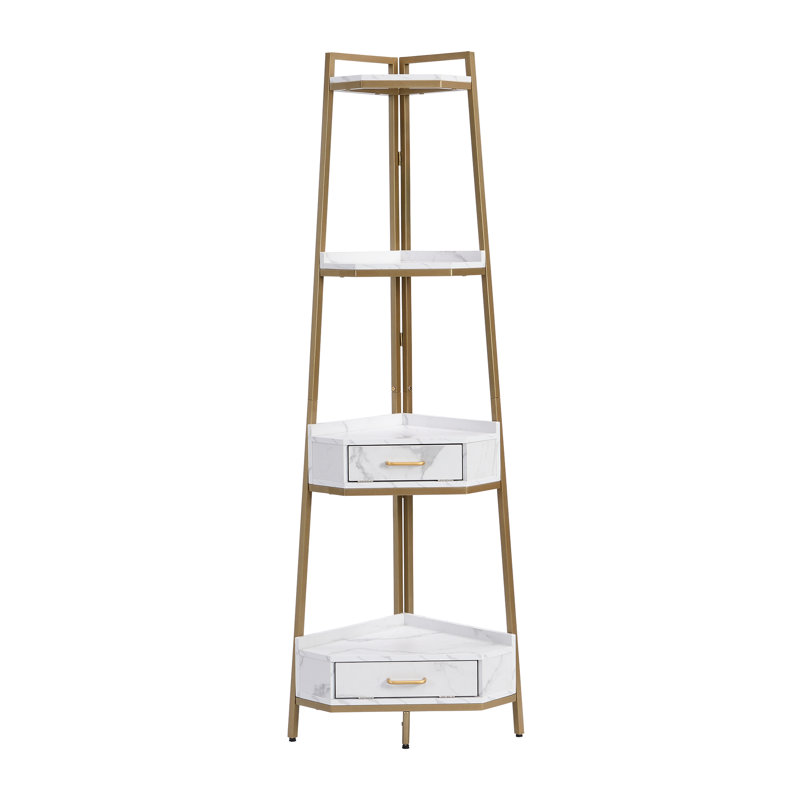 20 " W Shelving Unit, Gold/White