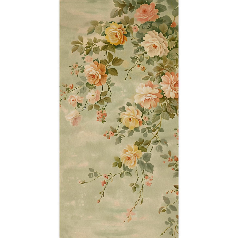 Abstract Floral Peel & Stick Floral Border, 96" L x 48" W