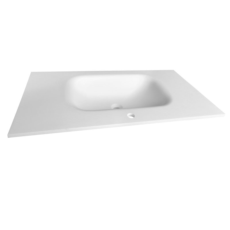 39'' Bathroom Vanity Top With Undermounted Solid Surface Rectangular Bathroom Sink, White