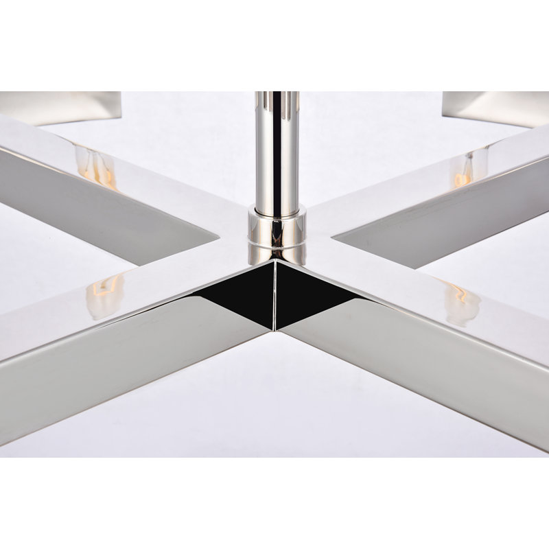 Donnell 8 - Light Dimmable Geometric Chandelier, Polished Nickel, 51" H x 26" W x 26" D