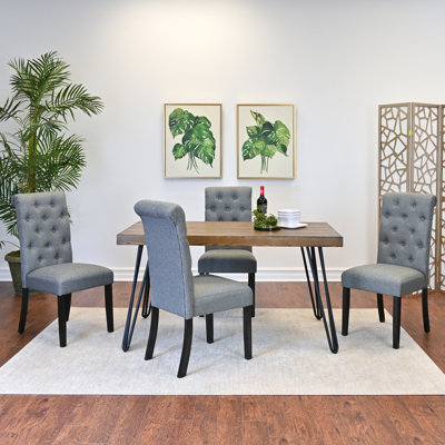 7-Piece Dining Set, Hairpin Dining Table with 6 Chairs