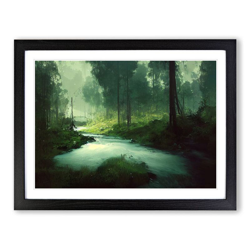 Spellbinding Forest Stream - Framed Print, 46cm H x 64cm W x 2cm D, Black