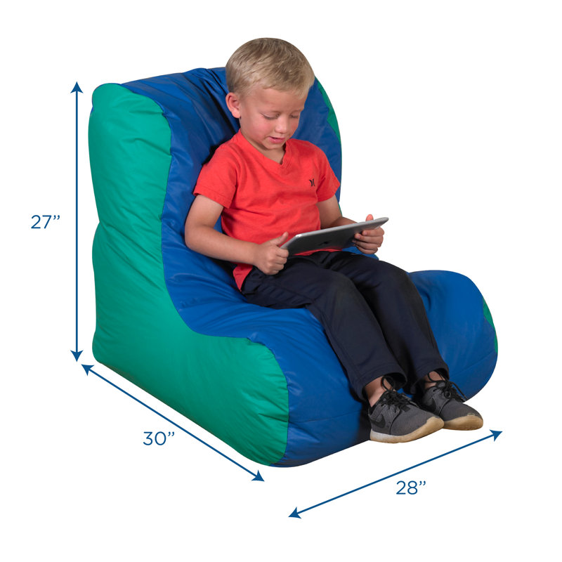 Chaise longue à dossier scolaire - bleu / vert