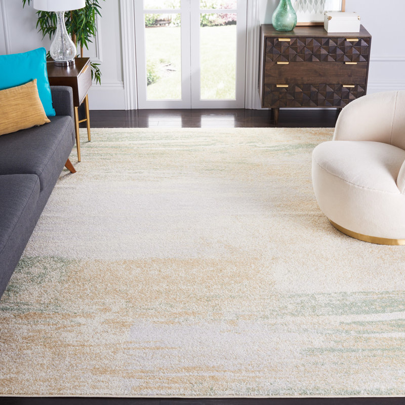 Algonquin Performance Abstract Rug, Rectangle 8' x 10', Gold/Ivory