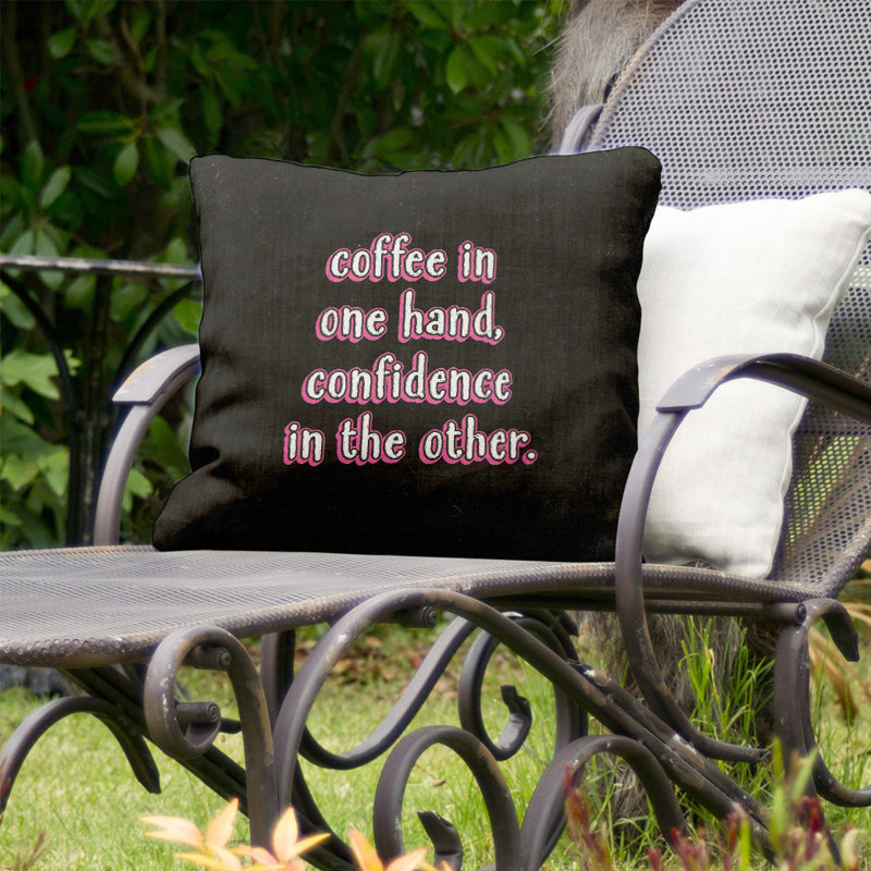 Coussin intérieur/extérieur café et confiance, 16 po x 1 po, Rose