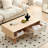 Boho Rectangle Coffee Table with Solid Wood Legs & Sliding Storage Drawer, Modern Living Room or Office Center Table-2106563044