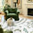 Green Botanical Floral Watercolor Plant Branch Elegant Machine Washable Indoor Area Rug-129431722