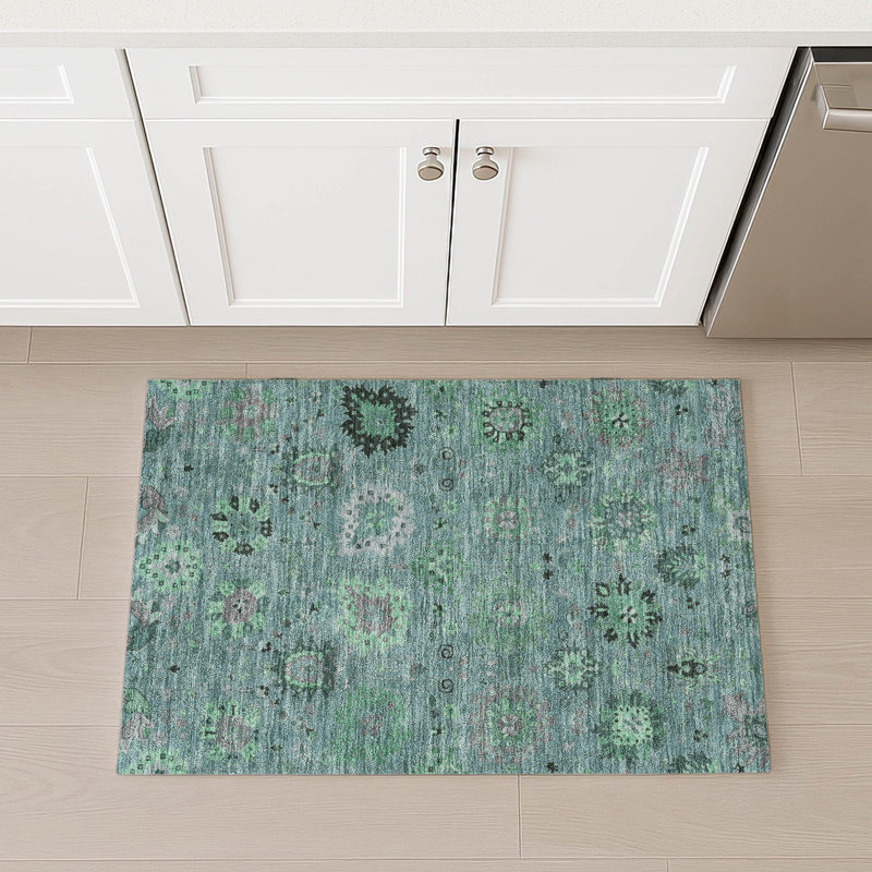Machine Washable Indoor/Outdoor Mattis ACN2289 Damask Rug, Rectangle 1'8" x 2'6"