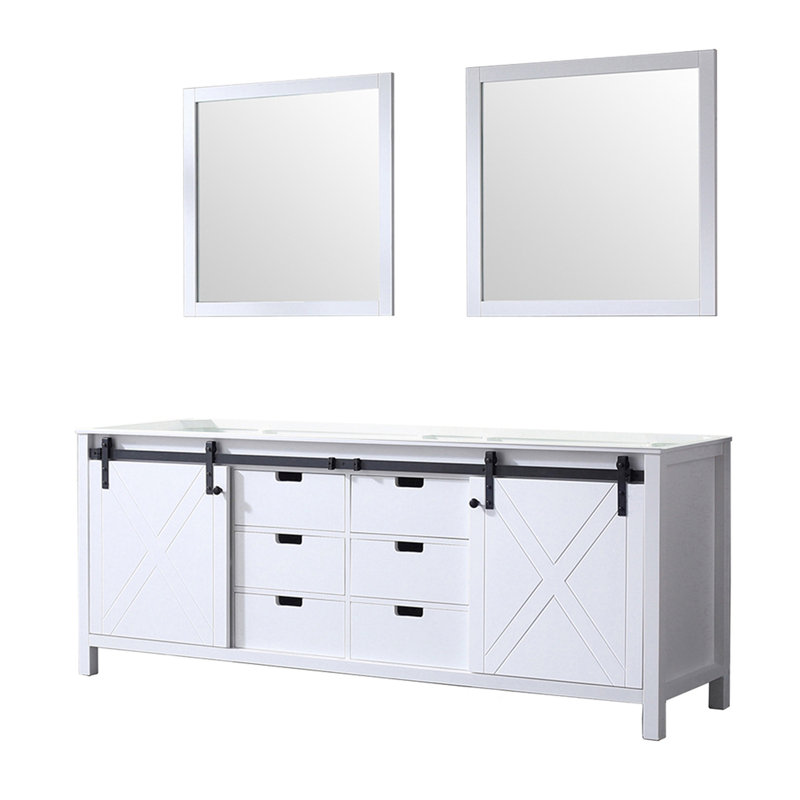 Meuble-lavabo double blanc l 84 po x P 22 po et miroirs 34 po, White