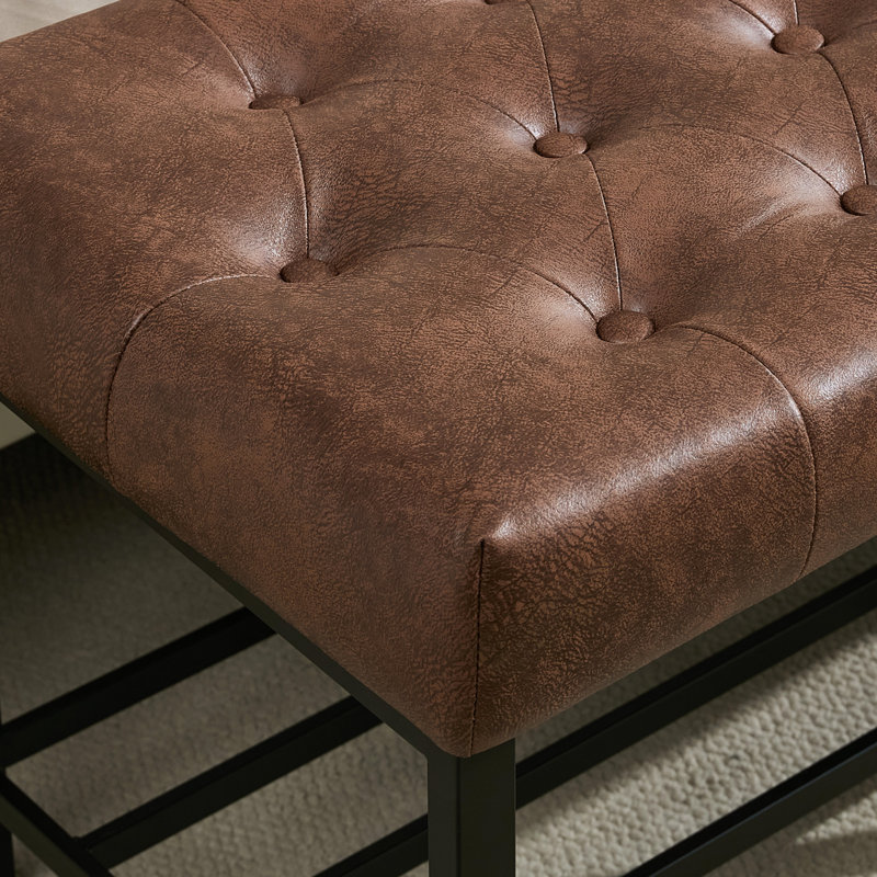 Eleonore 55.5'' Wide Leather Upholstered Bench with Storage Box