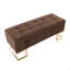 Banc de rangement en acier doré et velours brun