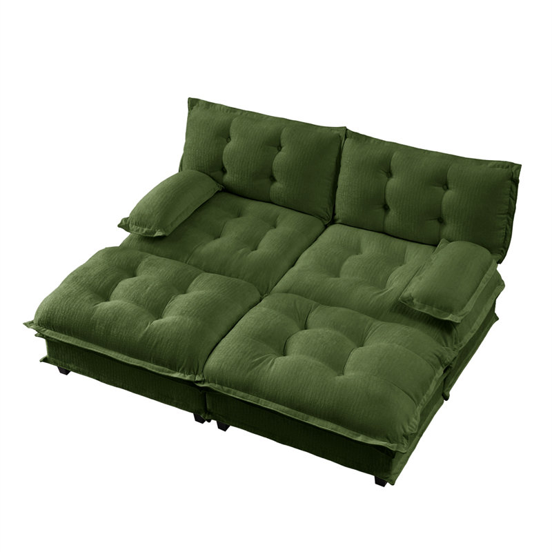 2-Seater U-Shaped Sectional, Green Chenille