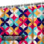 Rideau de douche imperméable rétro à motif géométrique rose marine avec 12 crochets-191164389