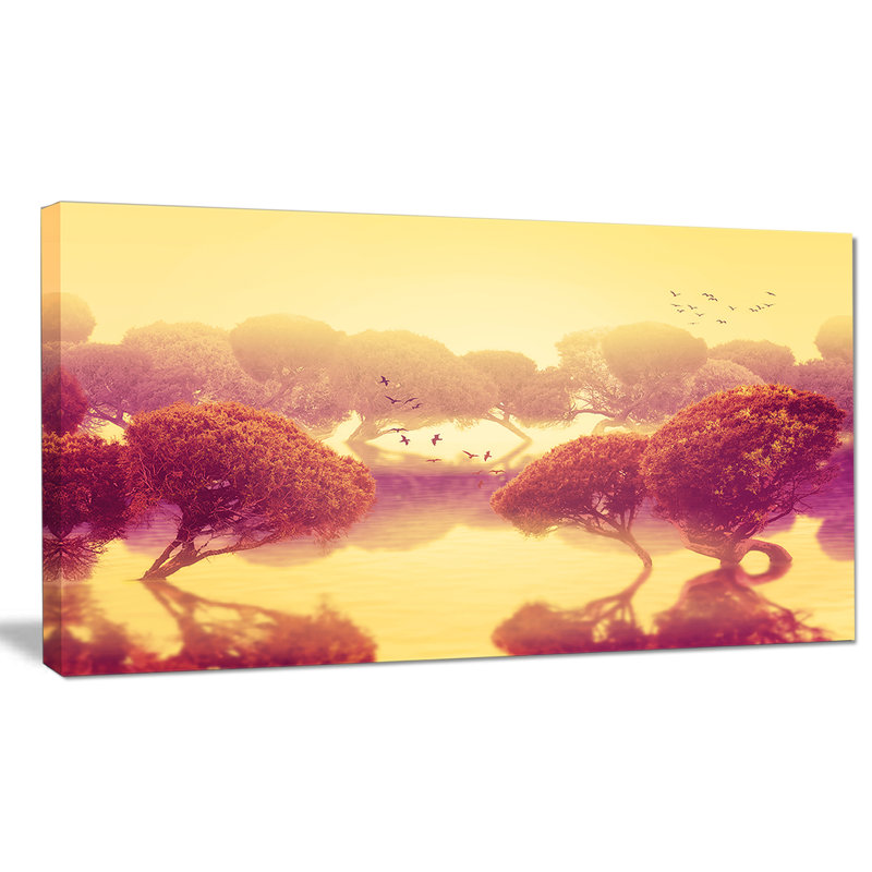 «Peaceful Japanese Gardens», art graphique, H 16 po x l 32 po x p 1 po, Toile tendue