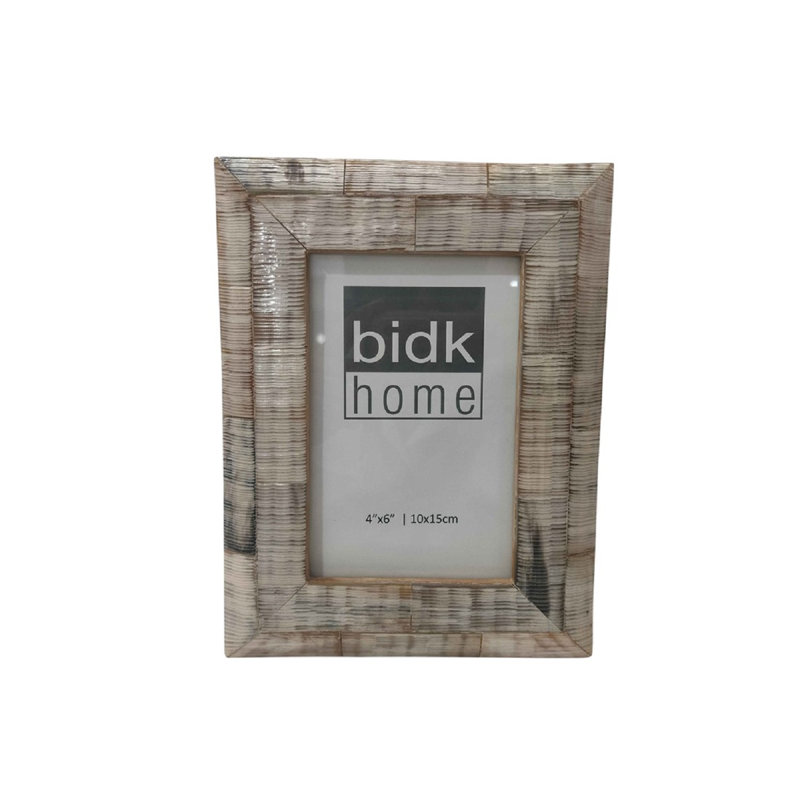 Laziah Light Gray Horn Picture Frame, 4" W x 6" H