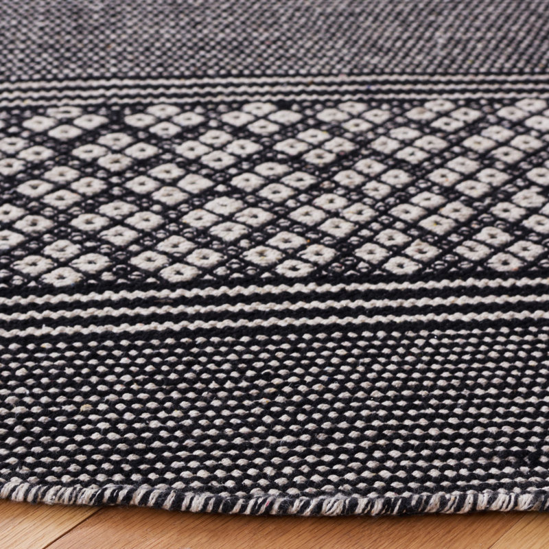 Danytza Flat Weave Cotton Striped Rug, Round 6'